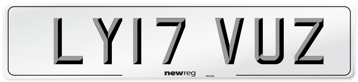 LY17 VUZ Number Plate from New Reg